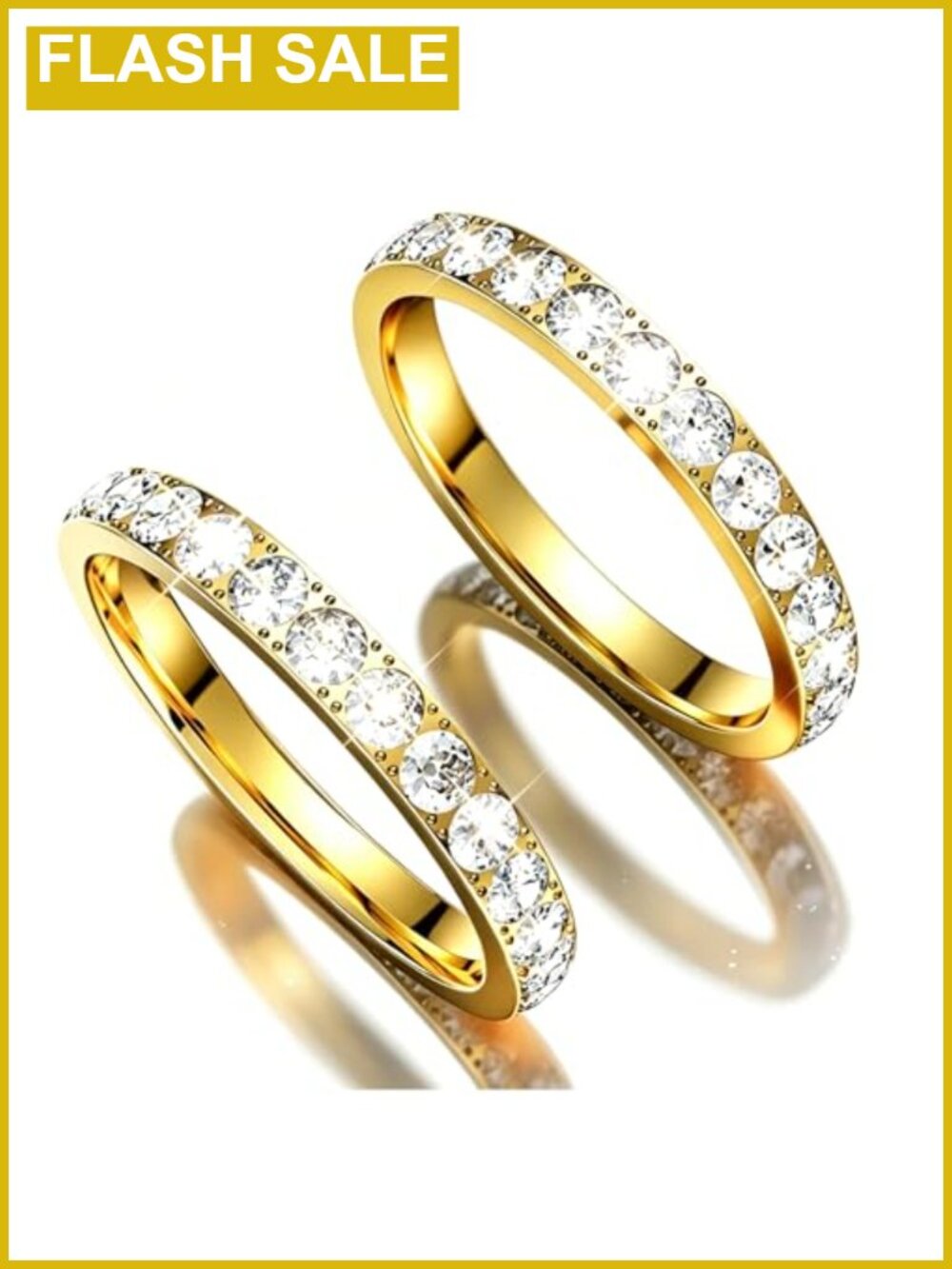 14K Gold Plated Stackable Ring Set Cubic Zirconia Wedding Bands